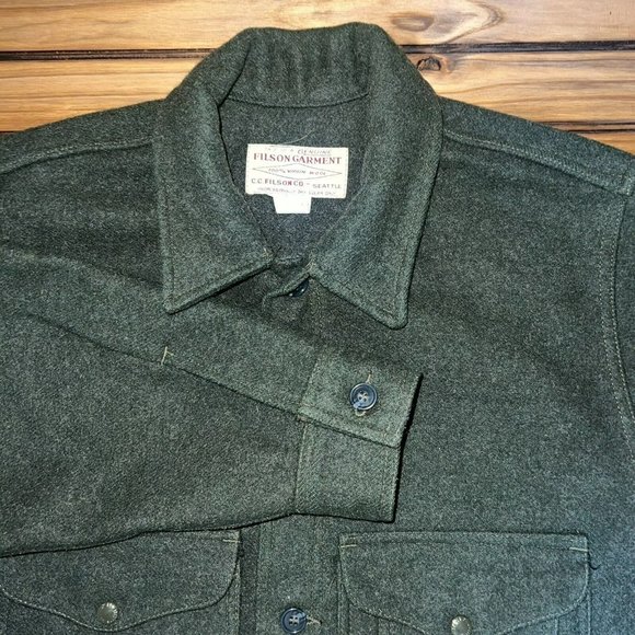 Vintage C.C. Filson Mackinaw Cruiser Jacket Mens Size 50 100% Wool Green - Picture 5 of 8